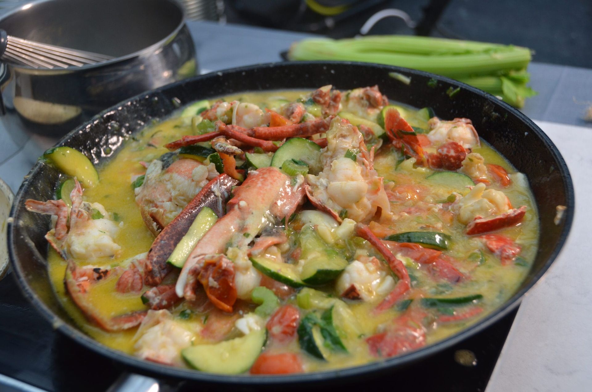 Lobster pasta sauce prepared by private chef Giuseppe Manzoli