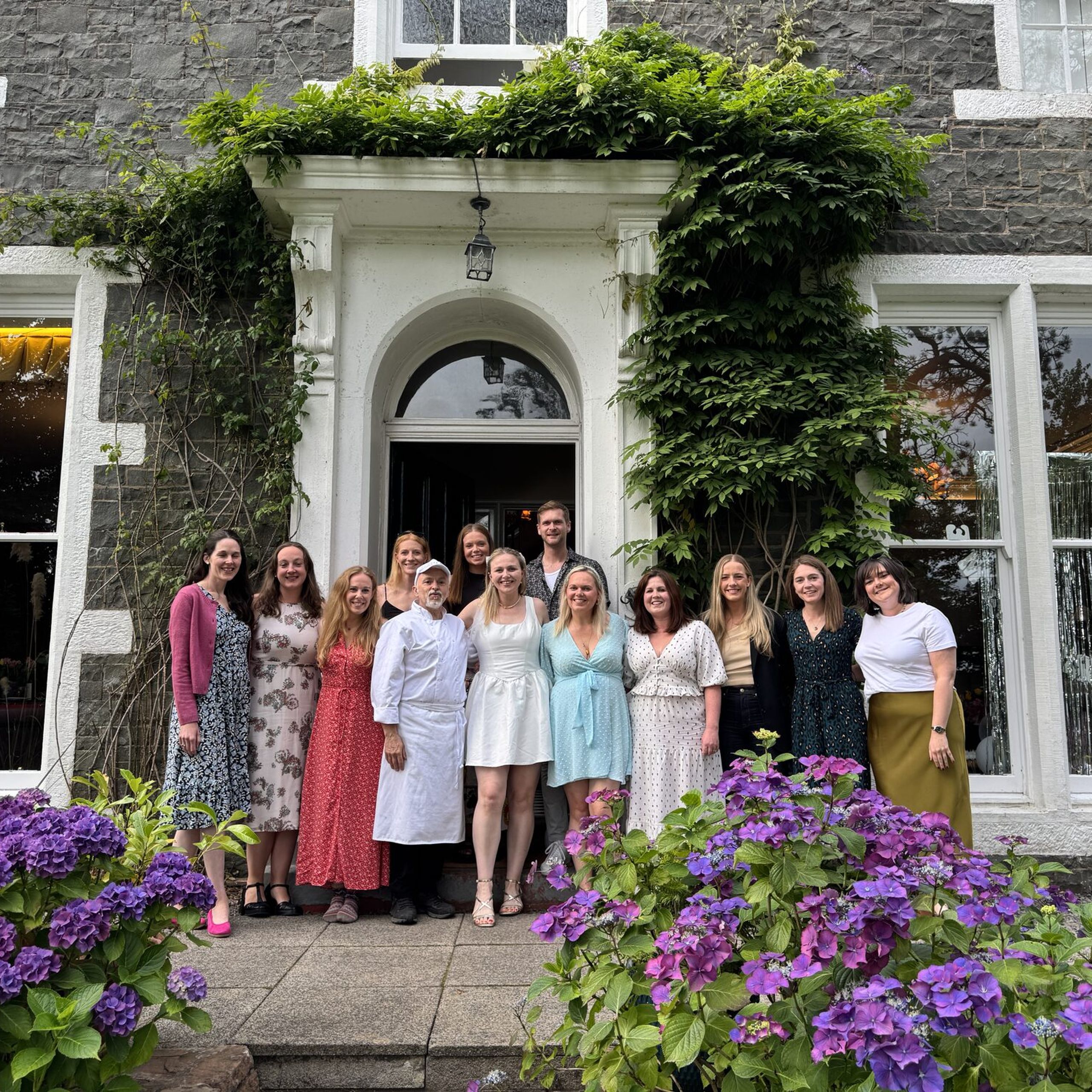 Hen party group with private chef Giuseppe Manzoli at Beechwood House, Moffat, August 2026