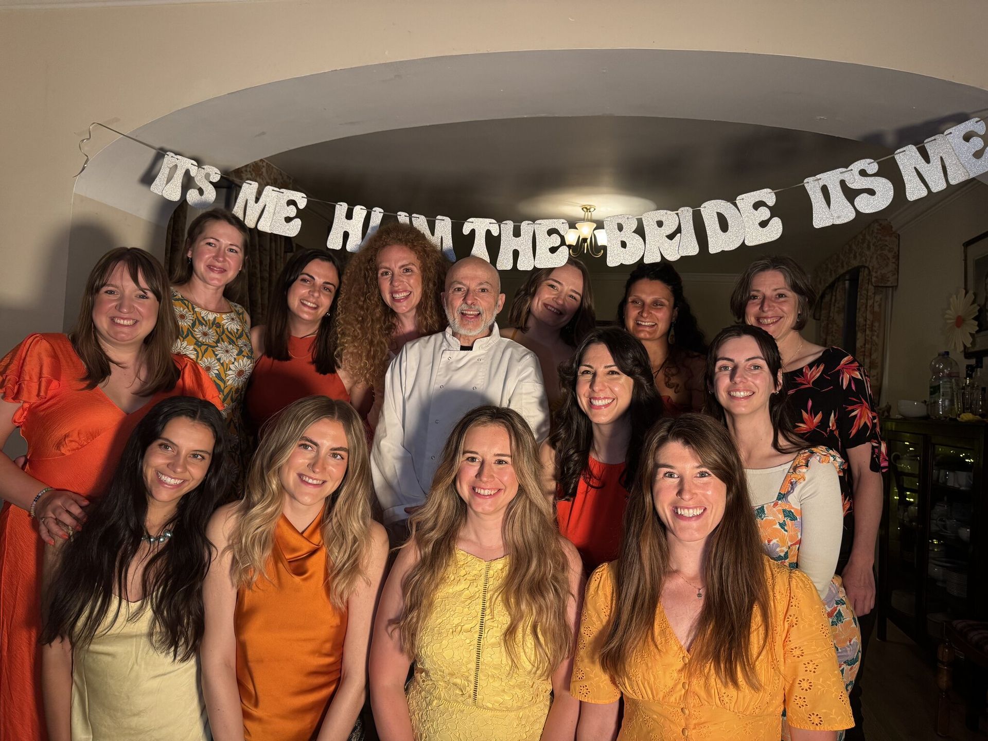 Private chef Giuseppe Manzoli with the hen-party group at Biallid House, Newtonmore, in the Cairngorms