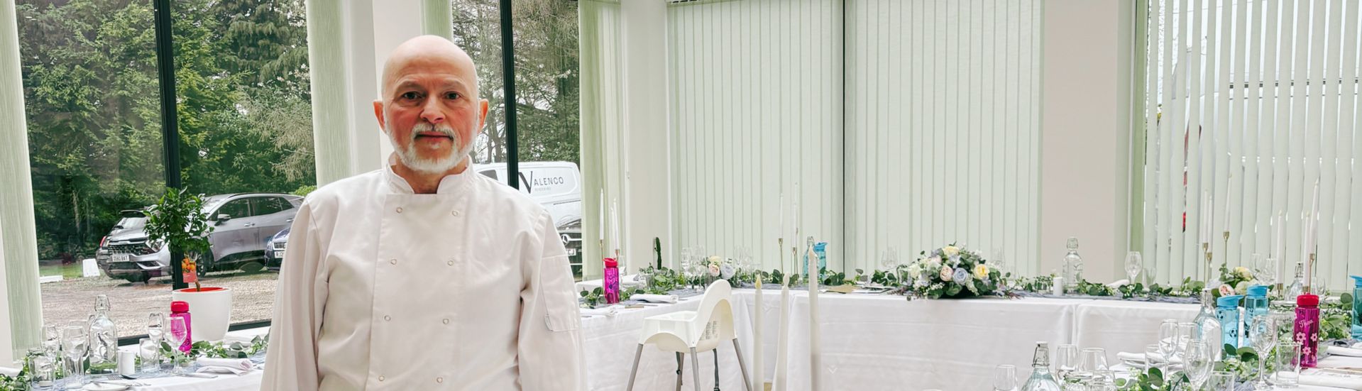 Giuseppe Manzoli, Italian private chef based in Scotland, at an Edinburgh wedding event