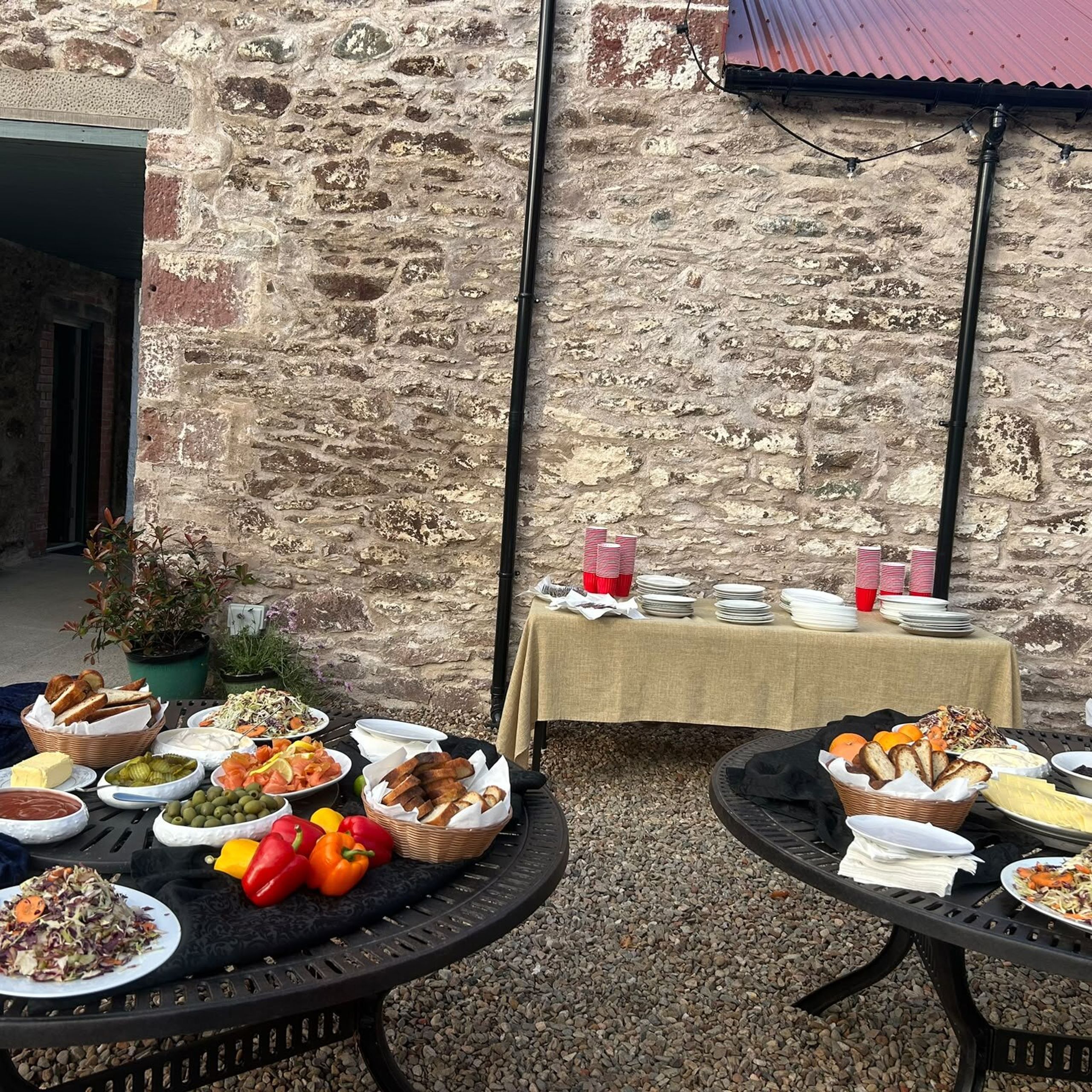 Open-air buffet for 40 guests at a Perthshire farm, catered by private chef Giuseppe Manzoli