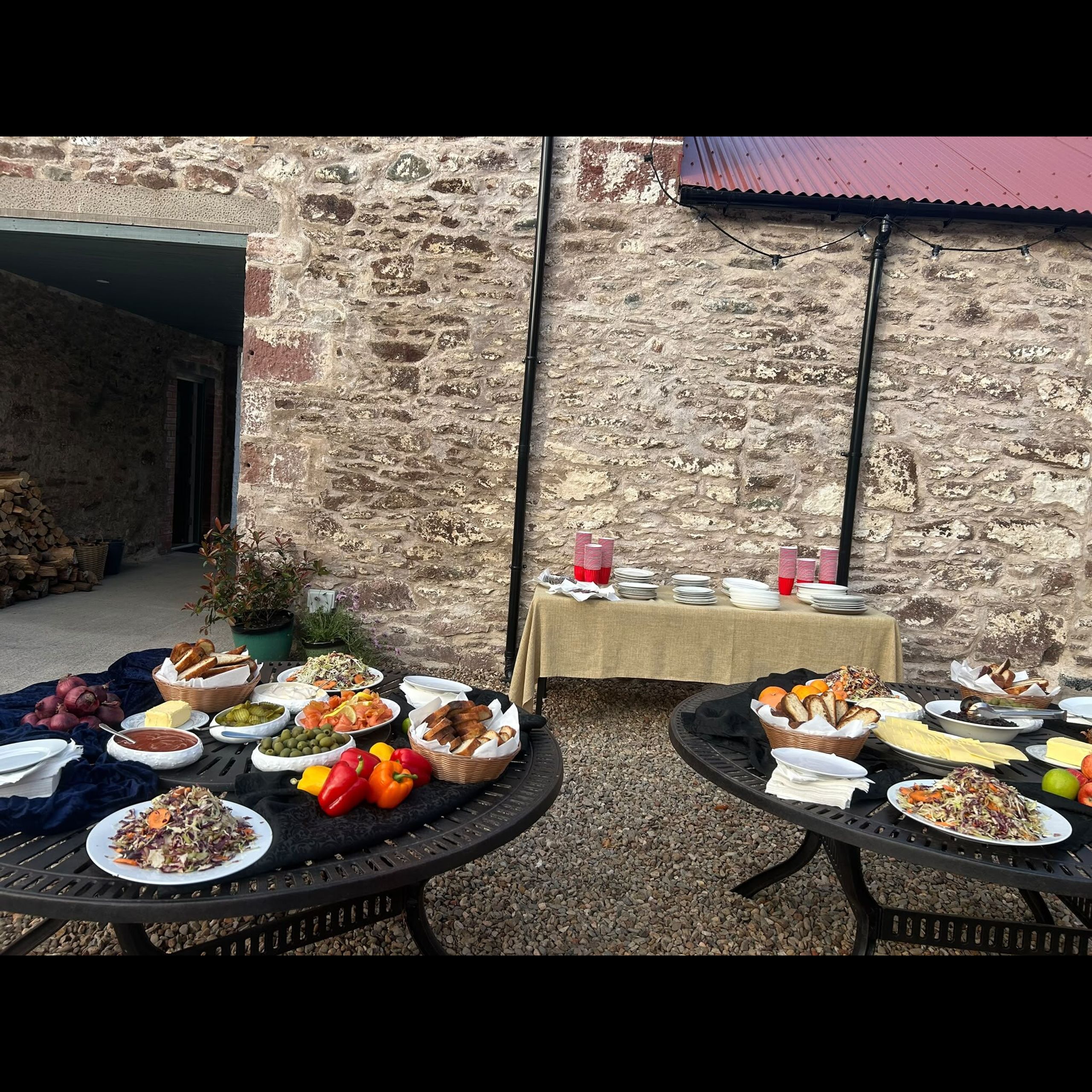 Open-air buffet for 40 guests at a Perthshire farm, catered by private chef Giuseppe Manzoli