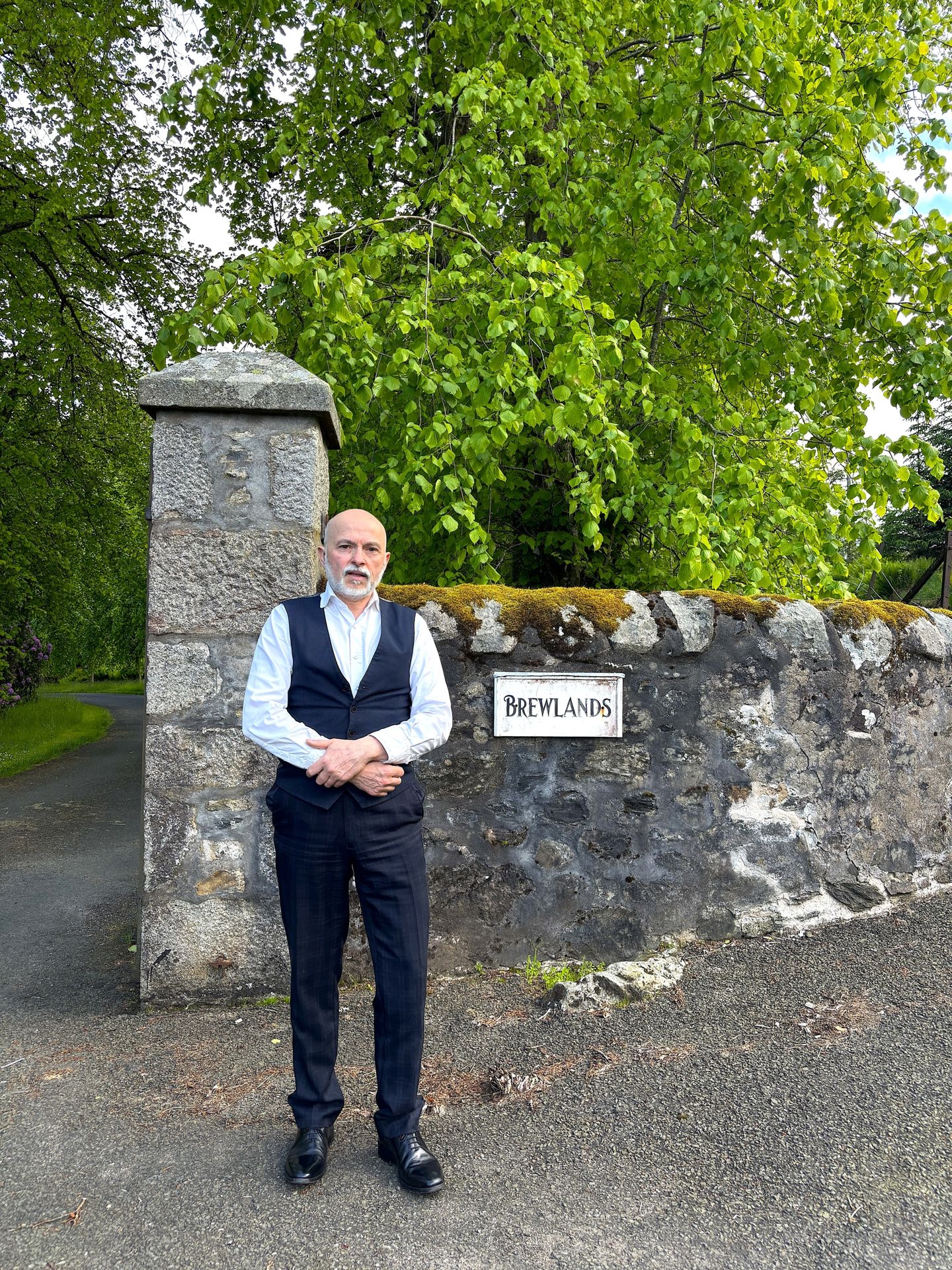 Private chef Giuseppe Manzoli at the entrance to Brewlands Estate, Glenisla
