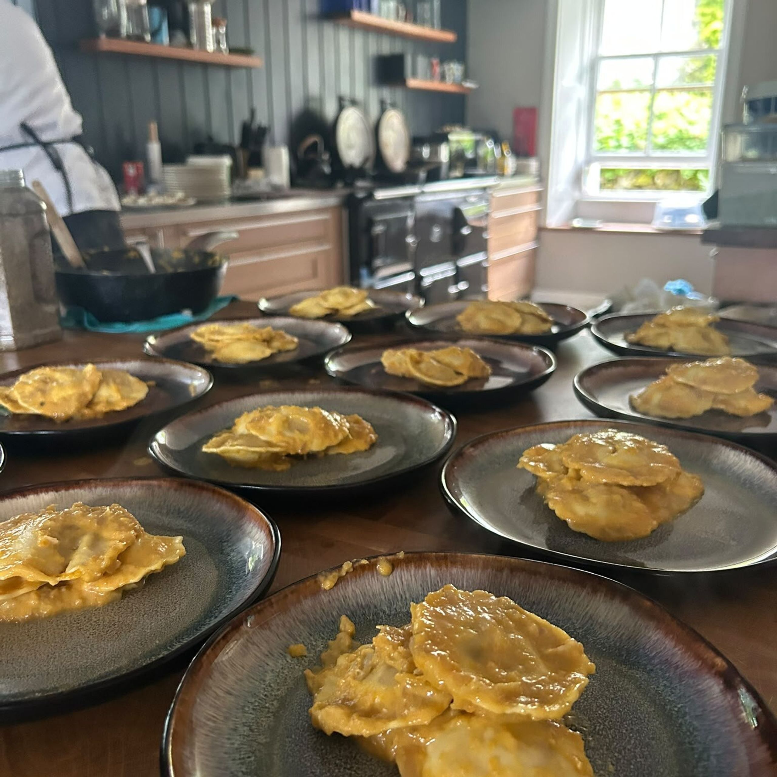 Handmade ravioli plated at a private dinner in Edinburgh by Italian chef Giuseppe Manzoli