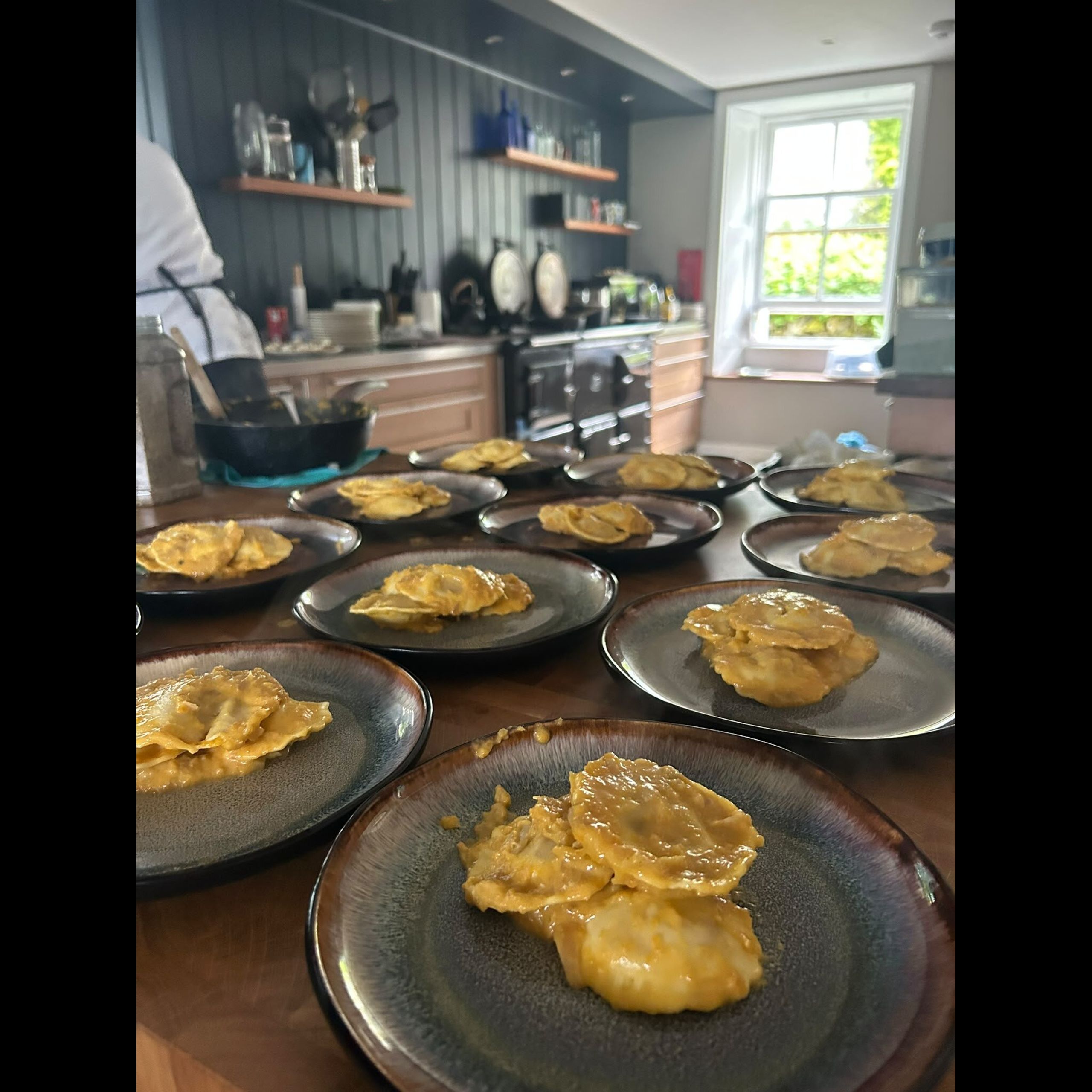 Handmade ravioli plated at a private dinner in Edinburgh by Italian chef Giuseppe Manzoli