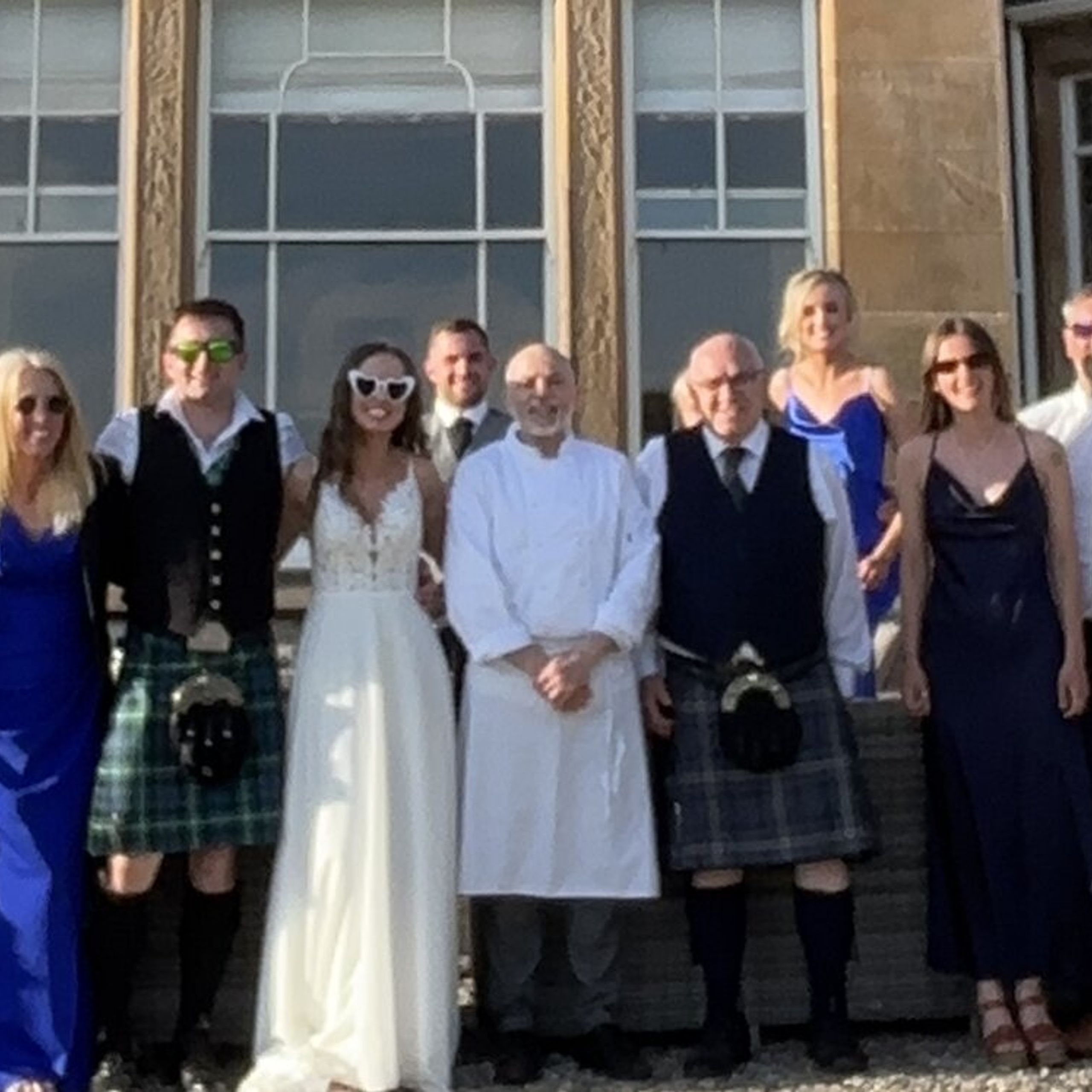 Wedding party outside a country house on Scotland's west coast, catered by private chef Giuseppe Manzoli