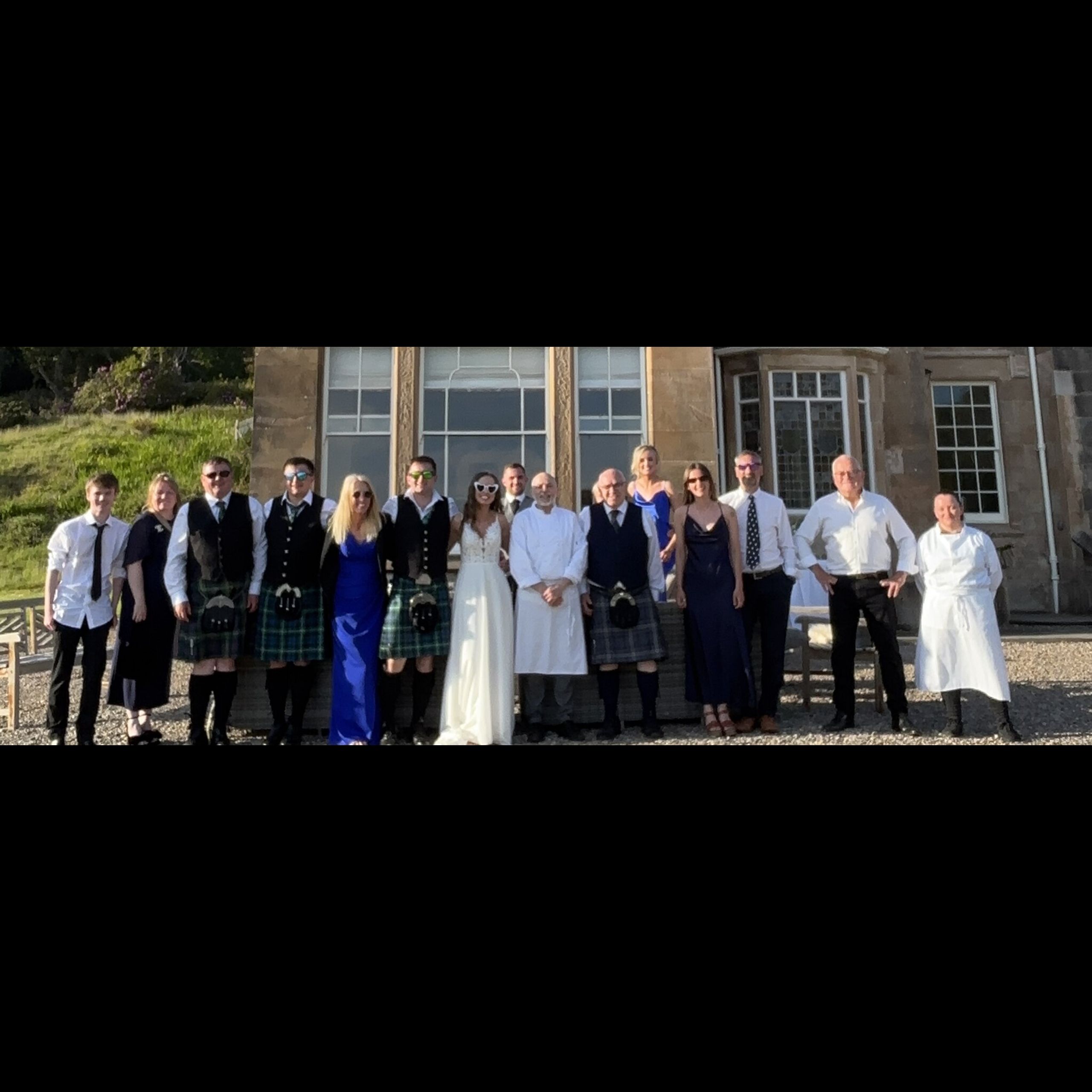 Wedding party outside a country house on Scotland's west coast, catered by private chef Giuseppe Manzoli